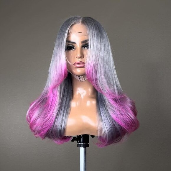 Purple Lace Front Wig Virgin Human Hair Custom Color Wig